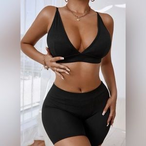 SHEIN SXY Solid Crop Cami Top & Biker Shorts